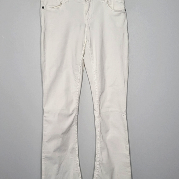 Alice and Olivia AO.LA Womens Sz 27 Cream Mid Rise Cropped Kick Flare Jean $350 - Picture 1 of 9